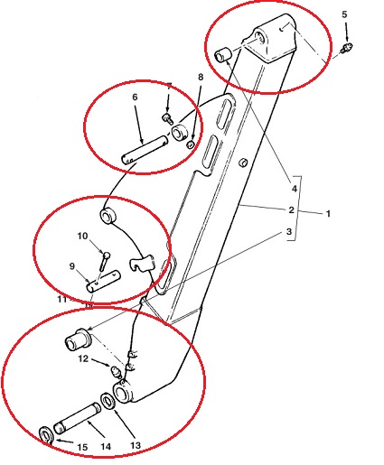 Ремонт шарнирных соединений "задняя стрела-рукоять" экскаватора-погрузчика